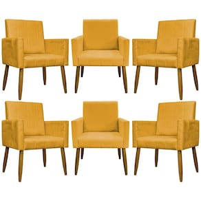 Kit 6 Poltronas Decorativas Mari - Mostarda Suede