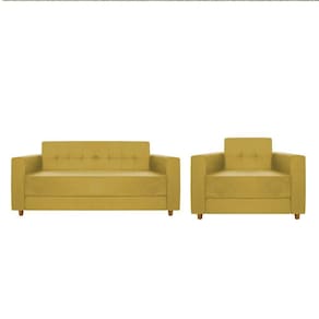 Kit Sofá 2 Lugares E Poltrona Denver Suede-Adj Decor Amarelo