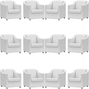 Kit 12 Poltronas Mila Corino Cores Pé De Plástico Cromado - Branco Corino