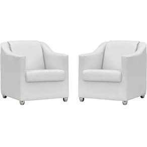 Kit 2 Poltronas Mila Corino Cores Pé De Plástico Cromado - Branco Corino