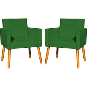 Kit 2 Poltronas Decorativa Para Sala Nina Suede Cores Pé Palito 30cm Castanho - Suede