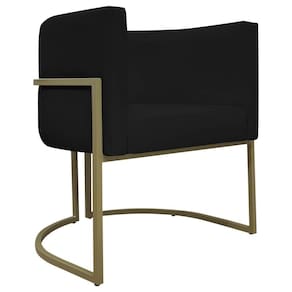 Poltrona Decorativa Recepção Luna Corino Cores Base De Ferro Champagne Preto Corino