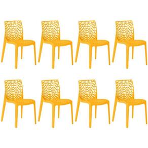 Kit 8 Cadeiras De Jantar Gruvyer Design Em Polipropileno - Amarelo