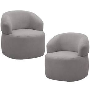 Kit 2 Poltronas Giratórias Sala De Estar Living Orgânico Carmen F04 Veludo Cinza - Lyam Decor