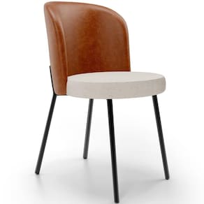 Cadeira Para Sala De Jantar Estofada Gavi L02 Couríssimo Camel Linho Cru