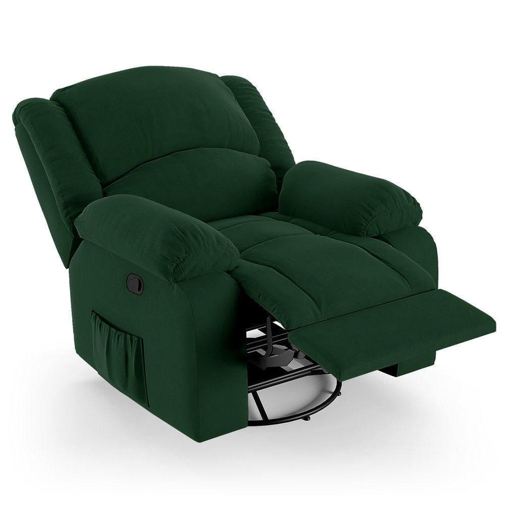 Poltrona Do Papai Reclinável Pietra Glider Giratória Massagem Fh9 Veludo Verde - Mpozenato
