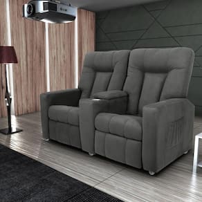 Poltrona Reclinável 2 Lugares Karen Veludo Light Cinza
