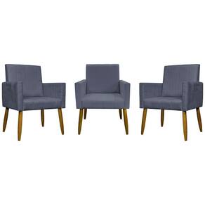 Kit 3 Poltronas Decorativas Confortáveis Mari - Cinza Suede