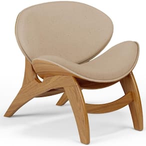 Poltrona Decorativa Orgânica Sala Living Kadosh L02 Linho Bege Escuro