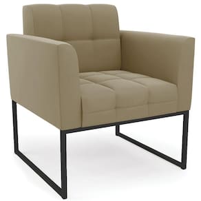Poltrona Decorativa Base Industrial Preto Ana Suede Marrom Rt