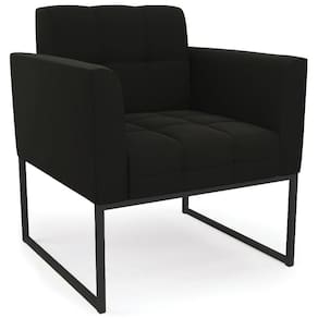 Poltrona Decorativa Base Industrial Preto Ana Suede Preto