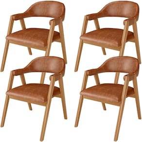 Kit 04 Cadeiras De Jantar E Estar Living Estofada Nadja L02 Couríssimo Camel - Lyam Decor
