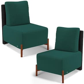 Kit 02 Poltronas Decorativas Sala De Estar Living Hungria L02 Couríssimo Preto Bouclê Verde