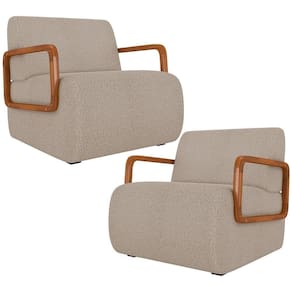 Kit 02 Poltronas Decorativa Orgânica Bruxelas K01 Bouclê Bege - Lyam Decor