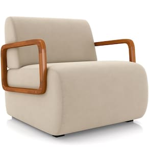 Poltrona Decorativa Orgânica Bruxelas K01 Veludo Bege - Lyam Decor