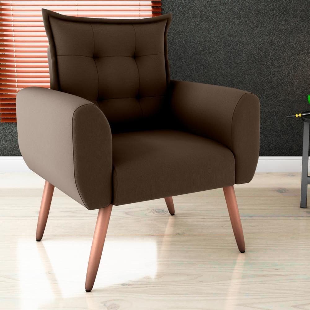 Poltrona Decorativa Vera Suede Marrom