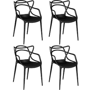 Kit 4 Cadeiras De Jantar Allegra Prática Empilhável - Preto