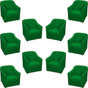 Kit 10 Poltronas Decorativa Mila Pé De Plástico Cromado - Verde Suede