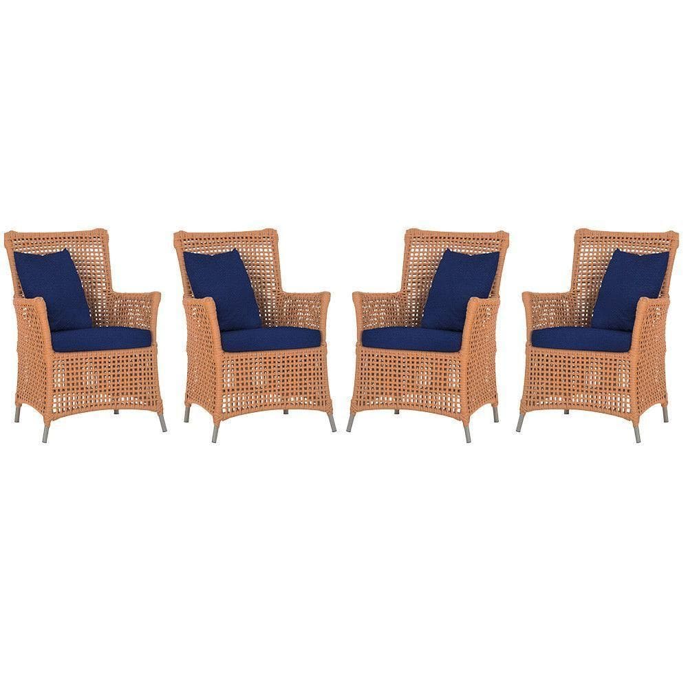 4 Poltronas Igapó Alumínio Pintura Fendi Corda Náutica E10 Terra Cota