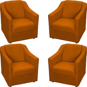 Kit 4 Poltronas Mila Pé De Plástico Cromado - Terracota Suede