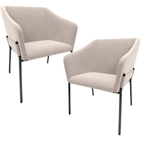 Kit 2 Cadeiras Para Sala De Jantar Estar Living Olívia L02 Suede Bege - Lyam Decor