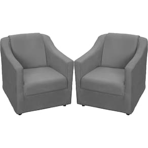 Kit 2 Poltronas Mila Pé De Plástico Cromado - Cinza Suede