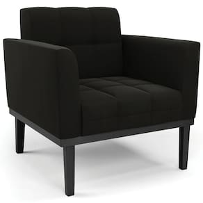Poltrona Decorativa Base Madeira Preto Ana Suede Preto