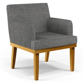 Poltrona Decorativa Sala De Estar E Recepção Vitória W01 Linho Cinza Escuro - Mpozenato