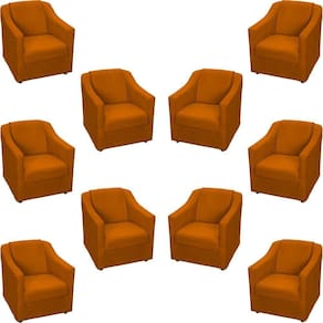 Kit 10 Poltronas Decorativa Mila Pé De Plástico Cromado - Terracota Suede