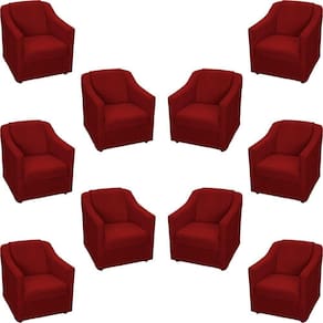 Kit 10 Poltronas Decorativa Mila Pé De Plástico Cromado - Bordô Suede