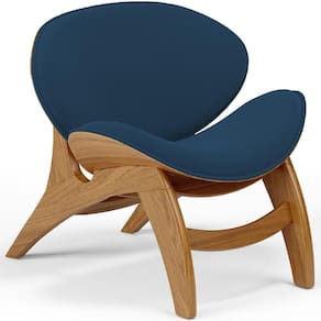 Poltrona Decorativa Orgânica Sala Living Kadosh L02 Suede Azul Marinho