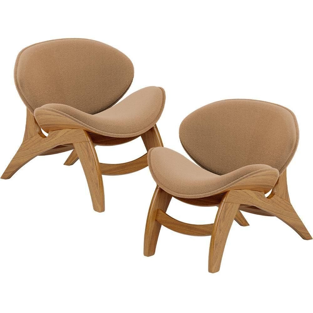 Kit 2 Poltronas Decorativa Orgânica Sala Living Kadosh L02 Bouclê Mostarda