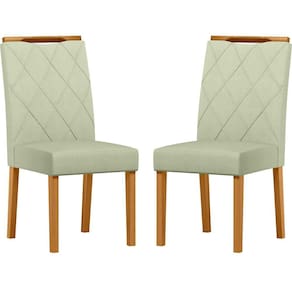 Conjunto Com 2 Cadeiras De Jantar Estofada Sarah Ypê Linho Palha Ln04