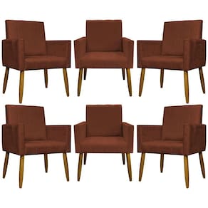 Kit 6 Poltronas Decorativas Mari - Terracota Suede