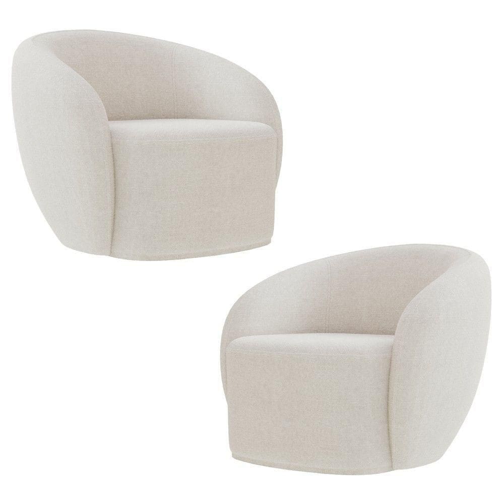 Poltrona Para Sala De Estar Orgânica Kit Com 2 Garbin K04 Bouclê Bege - Mpozenato