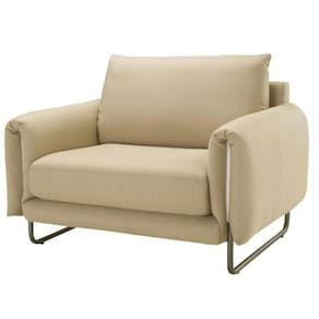 Poltrona Com Braços Herval Mh-4205 Estrutura Madeira Maciça Estofado Bege Base Laca Fosca Grafite
