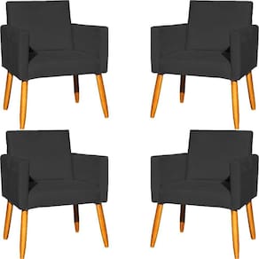 Kit 4 Poltronas Para Recepção Nina Suede Cores Pé Palito 30cm Castanho - Suede