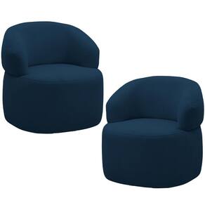 Kit 2 Poltronas Giratórias Sala De Estar Living Orgânico Carmen F04 Veludo Azul - Lyam Decor