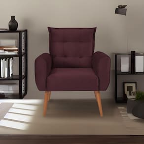 Poltrona Decorativa Para Sala De Estar Quarto E Escritorio Dakota Veludo Matrix - Vinho Vinho