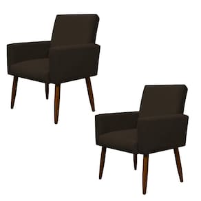 Kit 2 Poltronas Decorativa Sala E Quarto Nina Suede Herrero Cor:marrom Escuro