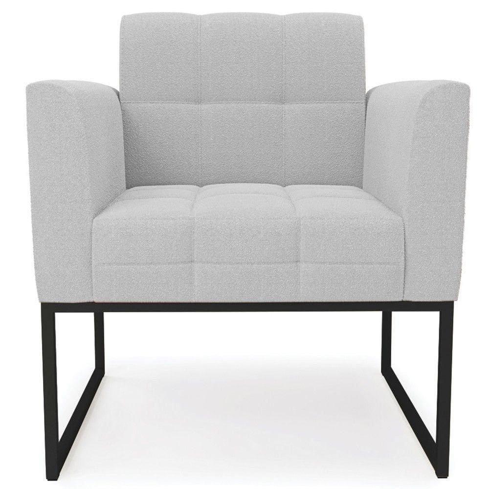 Poltrona Para Sala Base Industrial Preto Ana Bouclé Cinza - Ibiza