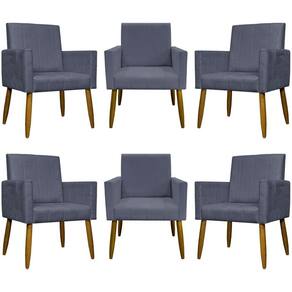 Kit 6 Poltronas Decorativas Mari - Cinza Suede