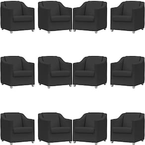 Kit 12 Poltronas Mila Corino Cores Pé De Plástico Cromado - Preto Corino