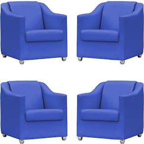 Kit 4 Poltronas Mila Corino Cores Pé De Plástico Cromado - Azul-royal Corino