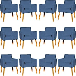 Kit 12 Poltronas Decorativa Para Sala Nina Suede Cores Pé Palito 30cm Castanho - Suede