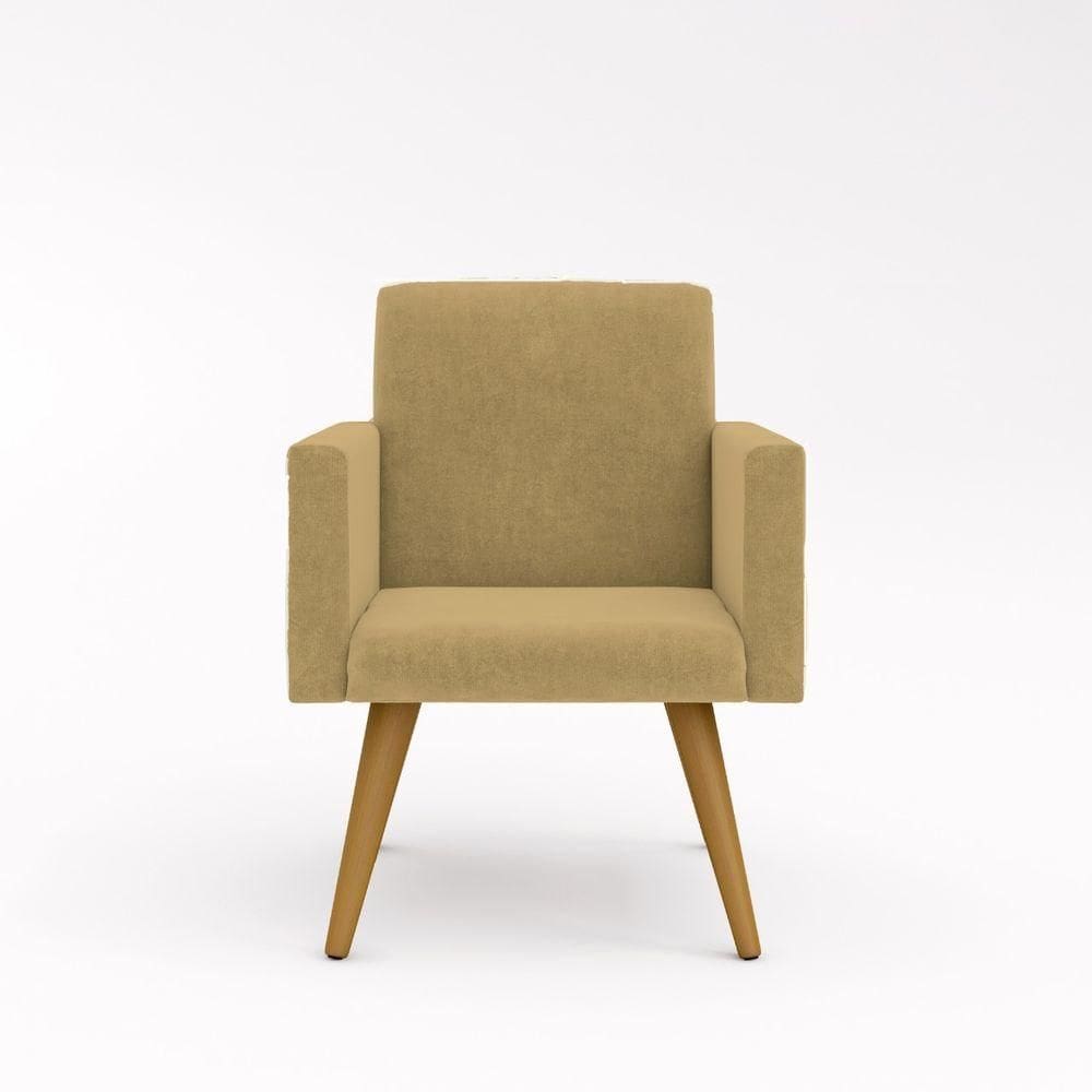 Kit 03 Poltronas Nina Decorativa Para Recepção Balaqui Decor Cor:capuccino