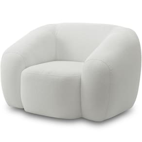 Poltrona Decorativa Orgânica Para Sala Living Emery M05 Bouclê Creme - Lyam Decor