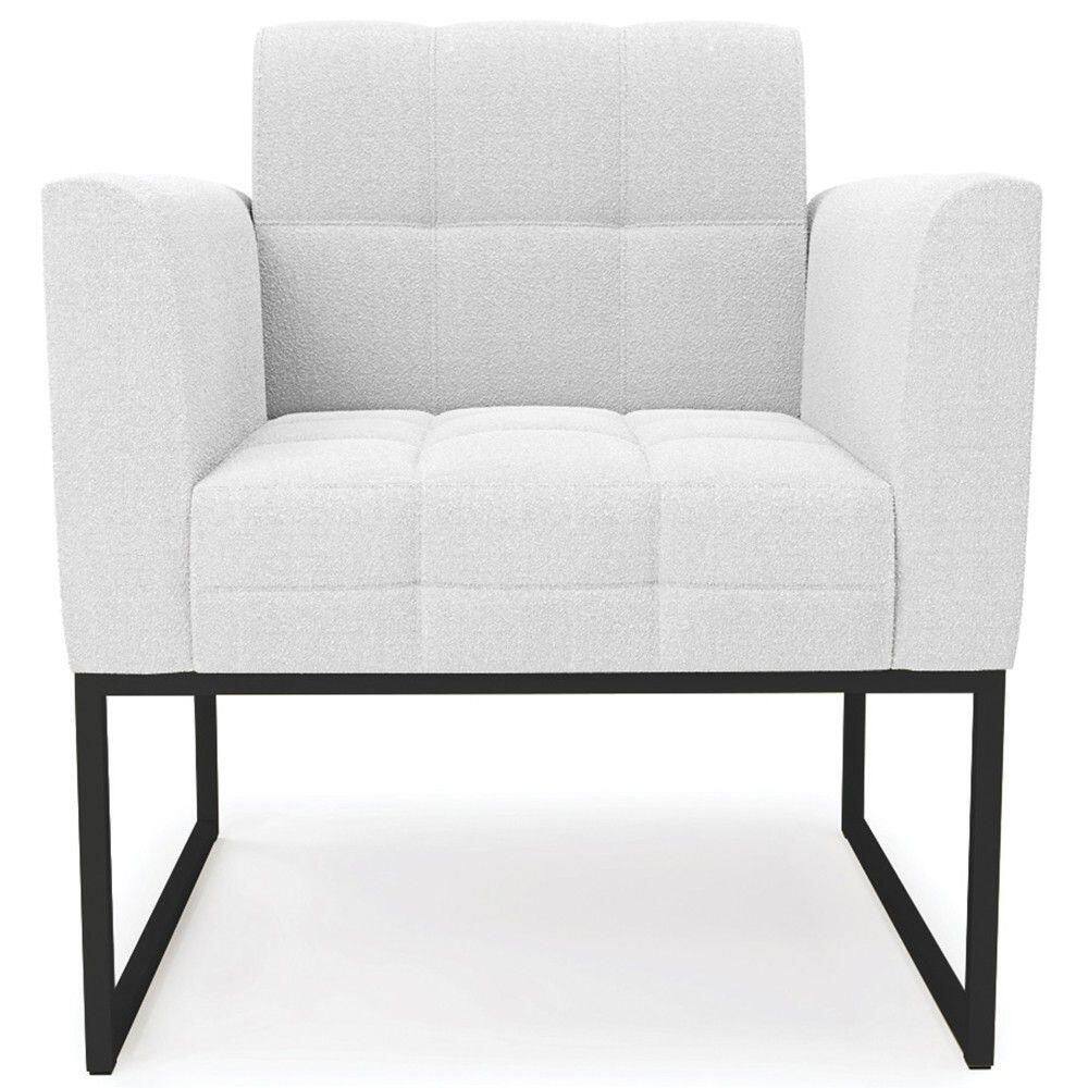 Poltrona Para Sala Base Industrial Preto Ana Bouclé Off - Ibiza