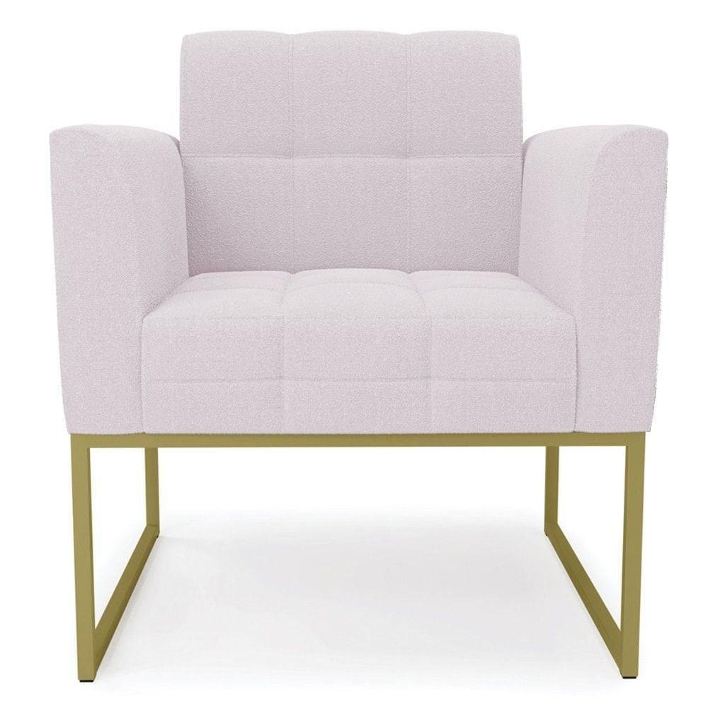 Poltrona Para Sala Base Industrial Dourado Ana Bouclé Rosê - Ibiza