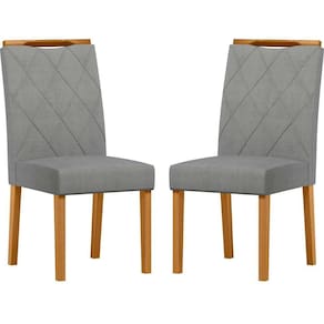 Conjunto Com 2 Cadeiras De Jantar Estofada Sarah Ypê Linho Cinza Claro Ln02